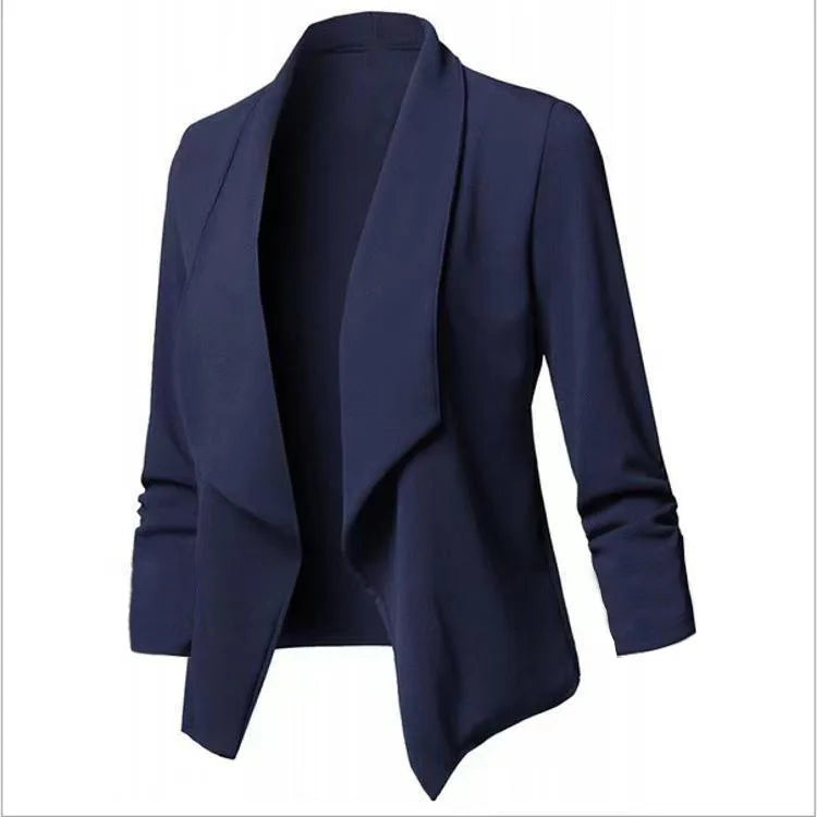 Women OL Blazers Oversized S-5XL Female Notched Long Sleeve Pleated Slim Business Workwear Cardigan Blazers Coats ZC545