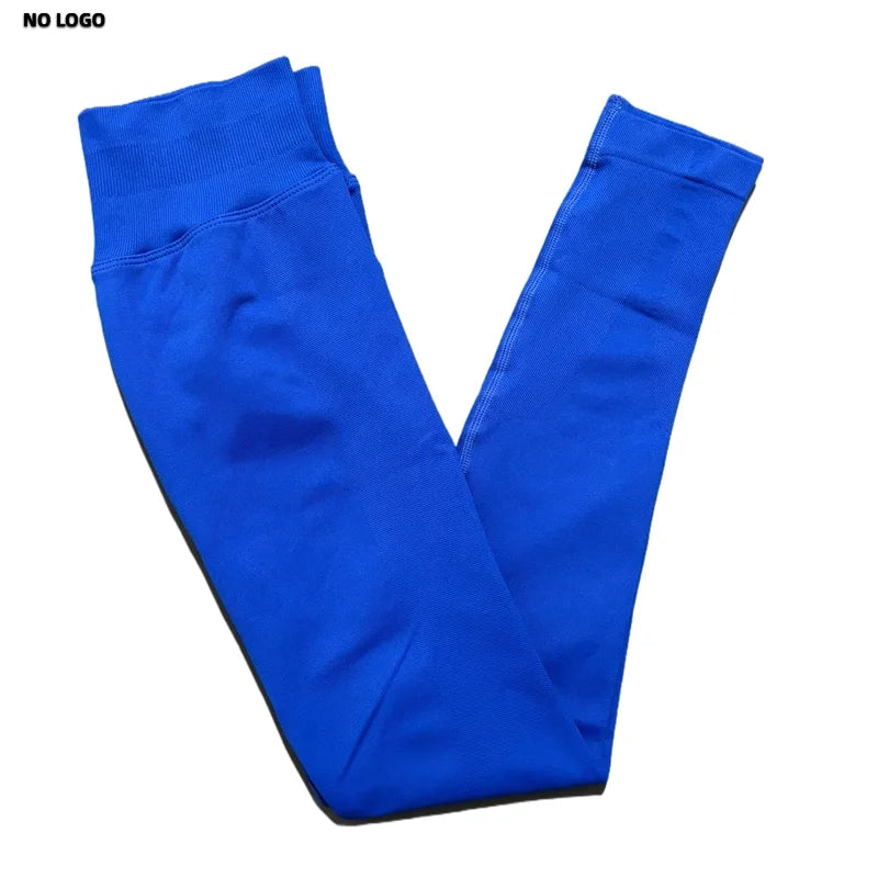 No Logo Woman Sports Leggings Seamless Yoga Long Pants Low Ribbed Band Fitness Sportswear Gym Exercise Tights Workout Leggings