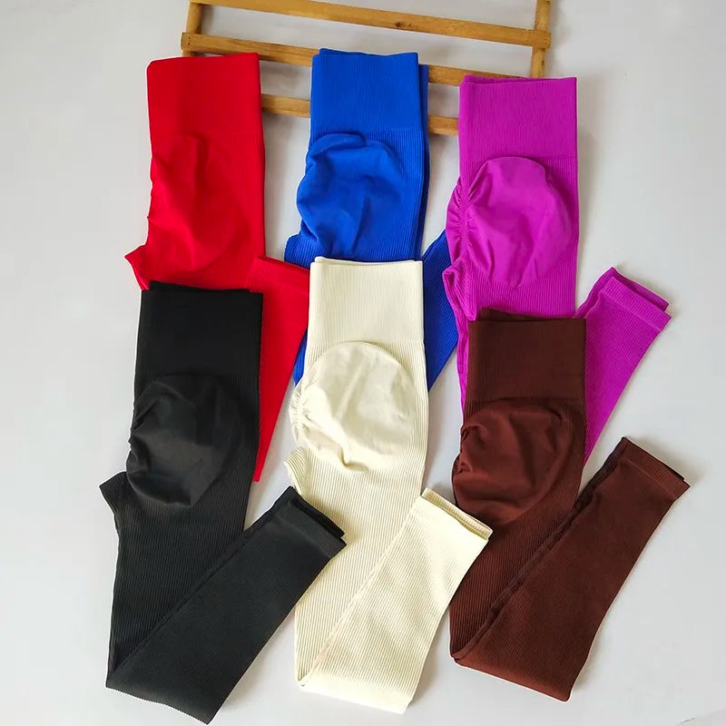 Women's Fall & Winter Ribbed Yoga Leggings, High Waist Thickened, Peach Butt Lifting & 4-Way Stretch Breathable Workout Pants