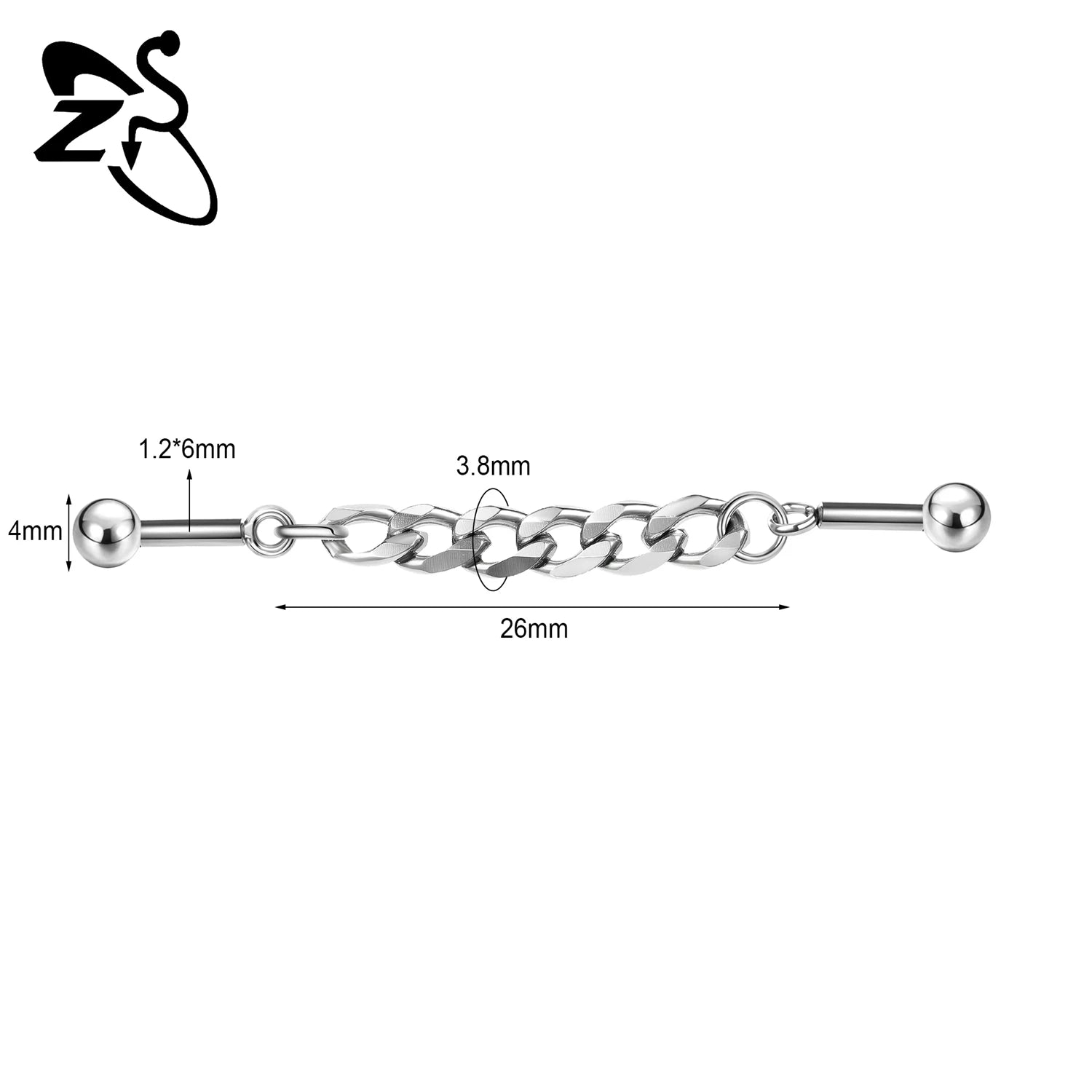 ZS 1 Piece 14/16G Stainless Steel Long Industrial Barbell Ring 22-52MM Butterfly Cat Cartilage Helix Earring Piercings Jewelry