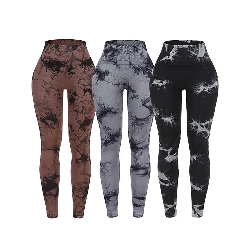 Gutashye Tie Dye Sport Leggings Women Gym Yoga Seamless Pants Sportswear Clothes Stretchy Hip Fitness Legging Activewear