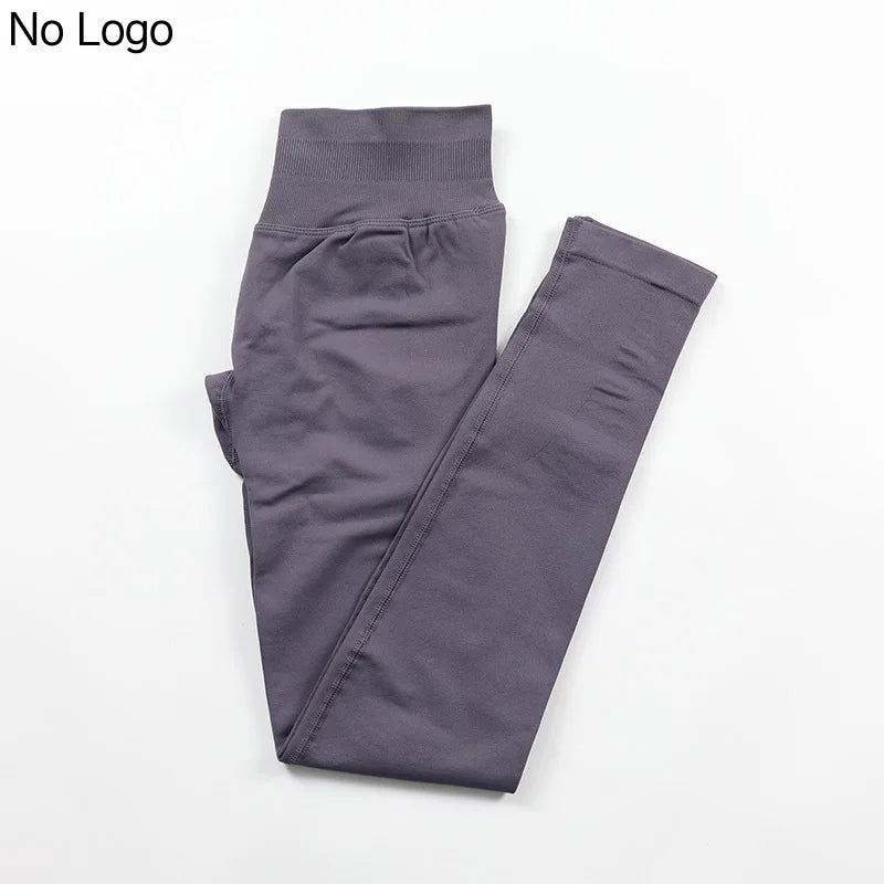 No Logo Sexy V-Back Leggings Seamless Yoga Pants Scrunch Butt Lifting Gym Leggings Low Ribbed Waistband Fitness Sports Tights