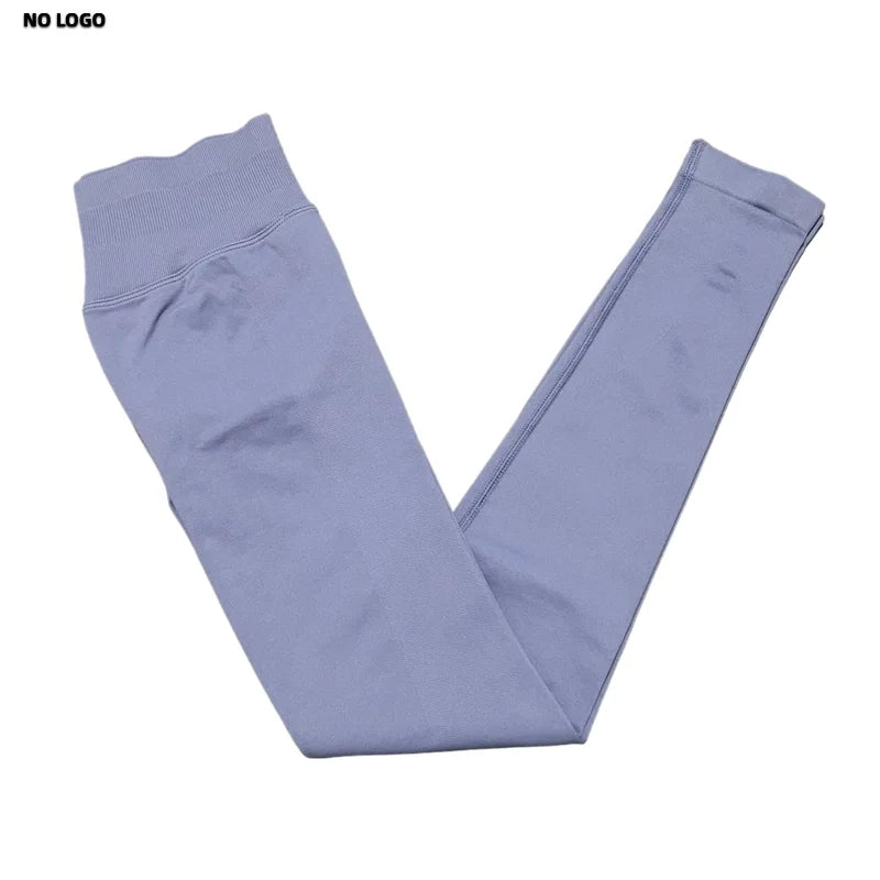 No Logo Woman Sports Leggings Seamless Yoga Long Pants Low Ribbed Band Fitness Sportswear Gym Exercise Tights Workout Leggings