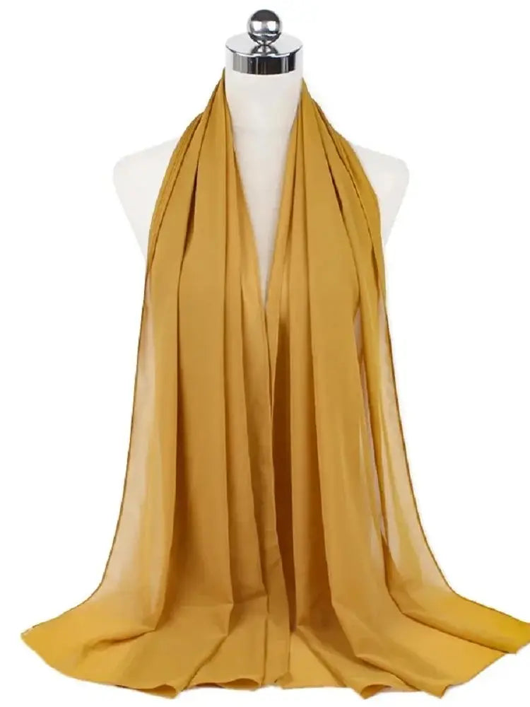 New Fashion Women Solid Chiffon Headscarf Ready To Wear Instant Hijab Scarf Muslim Shawl Islamic Hijabs Arab Wrap Head Scarves