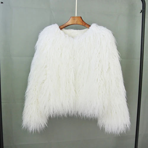 Fur Coats Women Autumn Winter Top Fashion Pink Faux Fur Coat Elegant Thick Warm Faux Fur Jackets for Women 2022